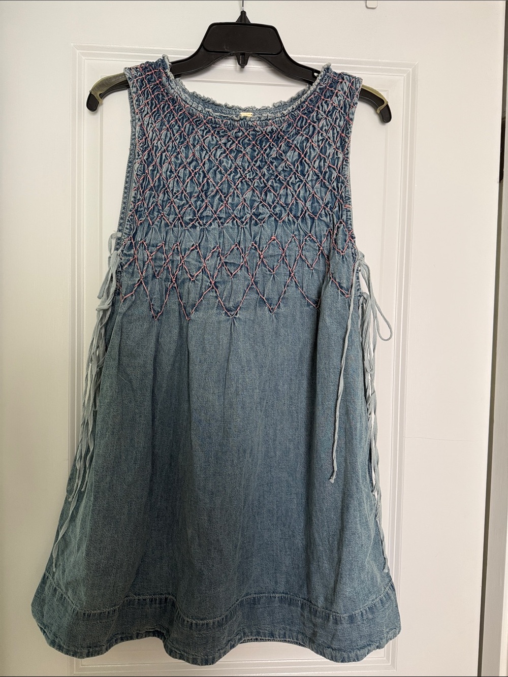Free People Sleeveless Denim Smocked Min dress/Tunic Top
